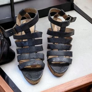 Diba Navy Cork Wedge Sandles Size 7M